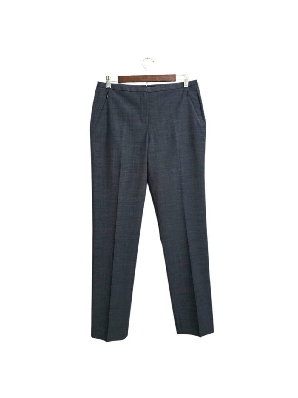 Elie Tahari Gray Tapered Straight Leg Ankle Wool Blend Trousers Sz 8
